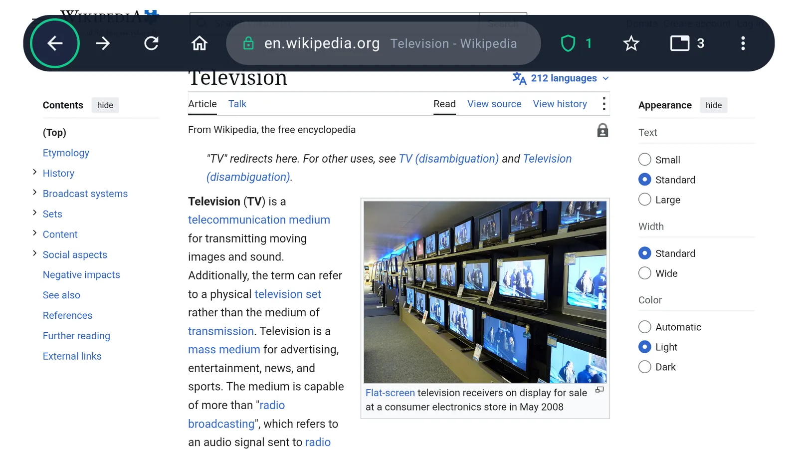 The Wavvy Surf toolbar over a web page on a TV